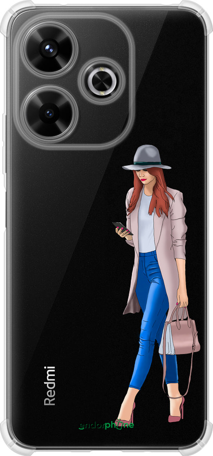 Силикон с усиленными углами чехол Девушка 1 для Xiaomi Poco M6 4G - 4751sp-3798 изображение 