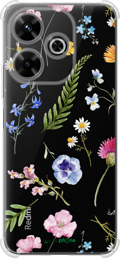Силіконовий протиударний с посиленими кутами чехол Квітковий фон v2 для Xiaomi Poco M6 4G - 5472sp-3798 изображение 