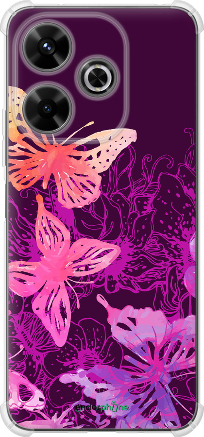 Силикон с усиленными углами чехол Бабочки v2 для Xiaomi Poco M6 4G - 5475sp-3798 изображение 
