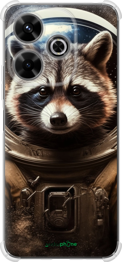 Силикон с усиленными углами чехол Raccoon austronaut для Xiaomi Poco M6 4G - 5581sp-3798 изображение 