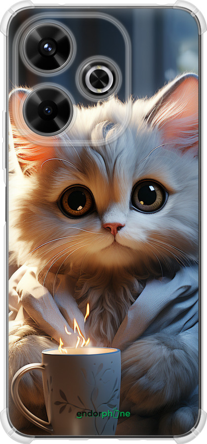 Силикон с усиленными углами чехол White cat для Xiaomi Poco M6 4G - 5646sp-3798 изображение 