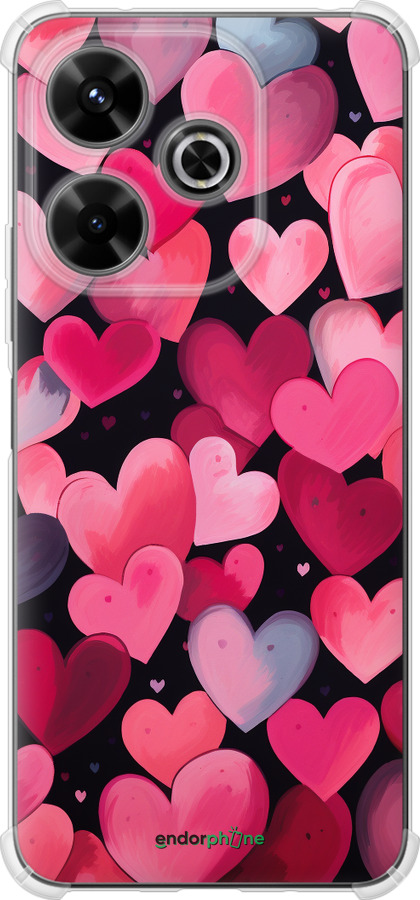 Силикон с усиленными углами чехол Сердечки 4 для Xiaomi Poco M6 4G - 5662sp-3798 изображение 