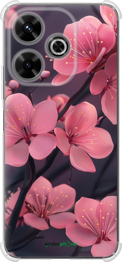 Силикон с усиленными углами чехол Пурпурная сакура для Xiaomi Poco M6 4G - 6075sp-3798 изображение 
