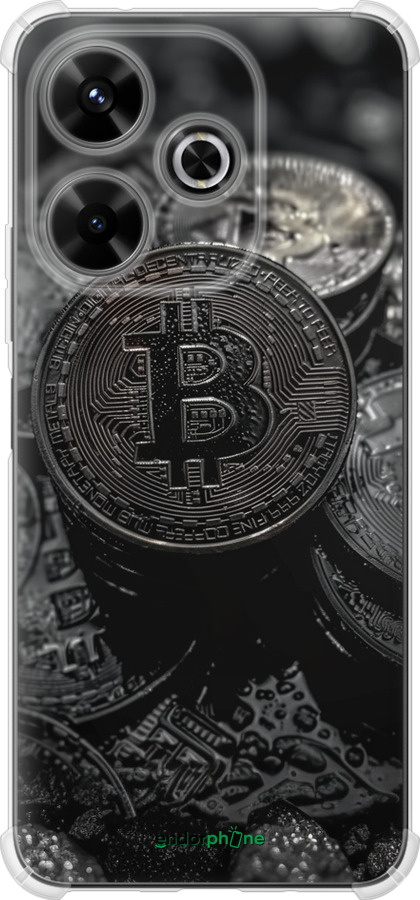 Силіконовий протиударний с посиленими кутами чехол Black Bitcoin для Xiaomi Poco M6 4G - 6090sp-3798 изображение 