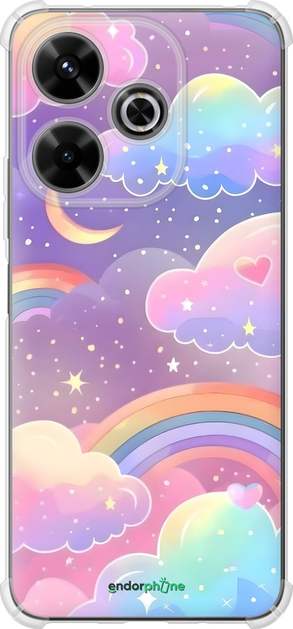 Силикон с усиленными углами чехол Облака и радуга для Xiaomi Poco M6 4G - 6312sp-3798 изображение 