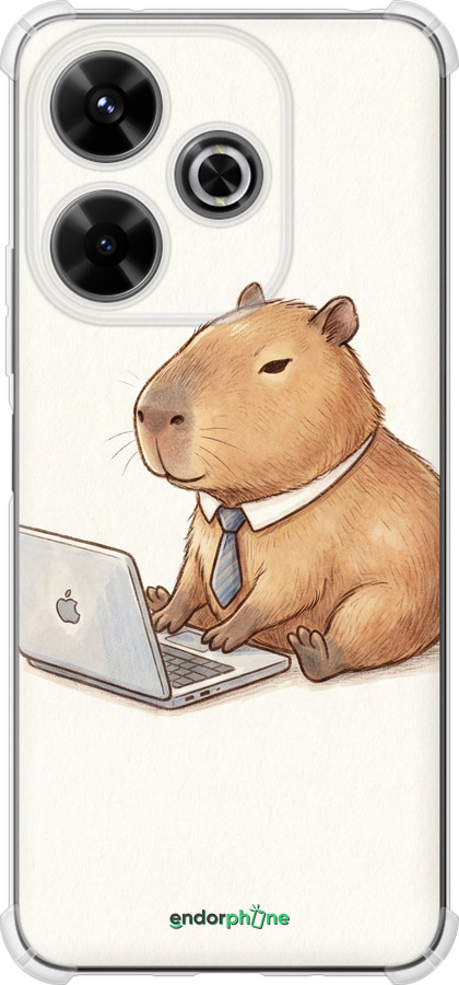 Силикон с усиленными углами чехол Funny Capybara CEO Working для Xiaomi Poco M6 4G - 6777sp-3798 изображение 