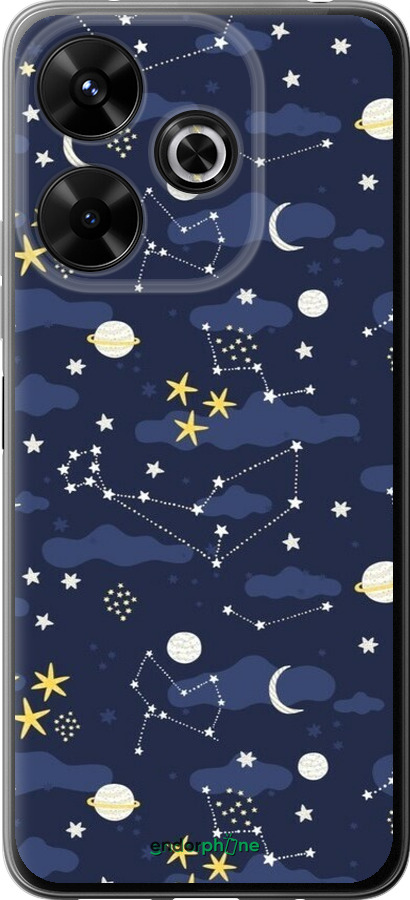 Силіконовий чехол Астрономічний візерунок для Xiaomi Redmi Note 13R 5G - 6446u-3797 изображение 