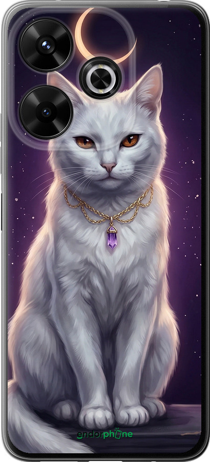 Силіконовий чехол Mystic White Cat Gothic Dark Purple Gold для Xiaomi Redmi 13 4G - 6805u-3751 изображение 