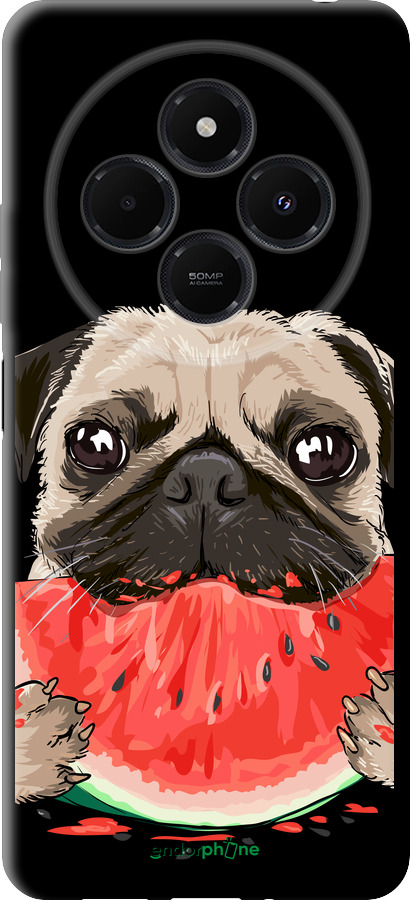 TPU чехол Мопс и арбуз для Xiaomi Redmi 14C - 4665b-3768 изображение 