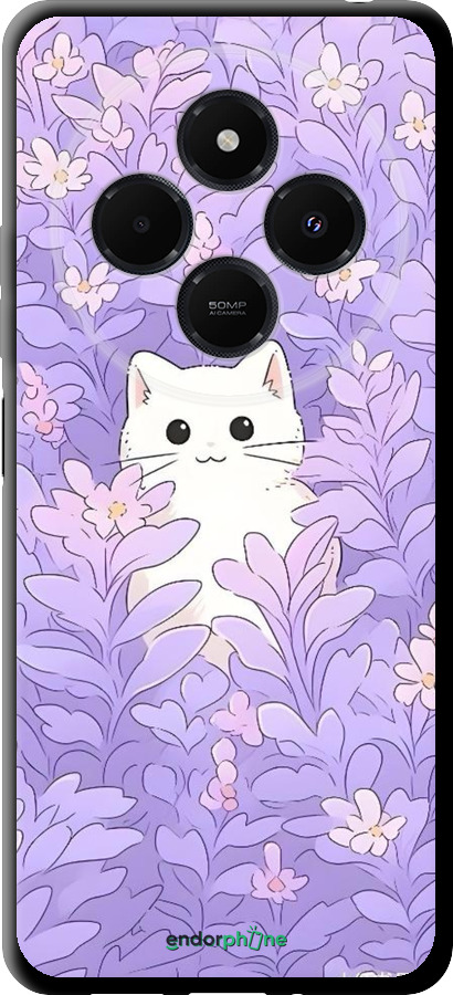 TPU чехол Котик в цветах для Xiaomi Redmi 14C - 6390b-3768 изображение 