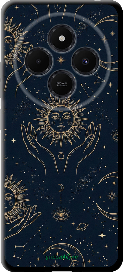 TPU чехол Celestial Harmony: Sun & Moon Gold Mystic Pattern для Xiaomi Redmi 14C - 6778b-3768 изображение 