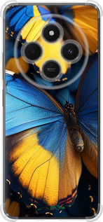 Силикон с усиленными углами чехол Желто-голубые бабочки для Xiaomi Poco M7 - 6046sp-4141 изображение 