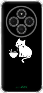 Силикон с усиленными углами чехол С милым котом на черном фоне для Xiaomi Poco M7 - 6528sp-4141 изображение 