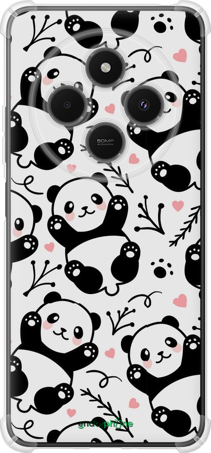 Силикон с усиленными углами чехол Панды для Xiaomi Poco M7 - 4318sp-4141 изображение 