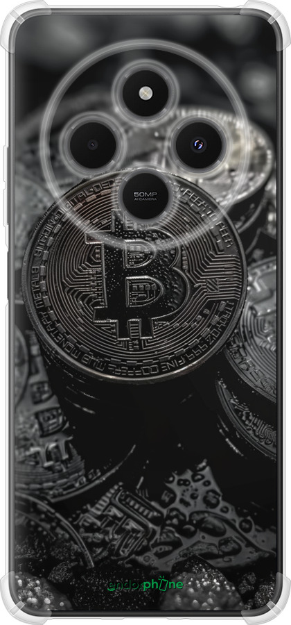 Силикон с усиленными углами чехол Black Bitcoin для Xiaomi Poco M7 - 6090sp-4141 изображение 