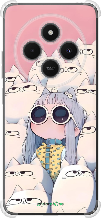 Силикон с усиленными углами чехол Малышка с котами для Xiaomi Poco M7 - 6295sp-4141 изображение 