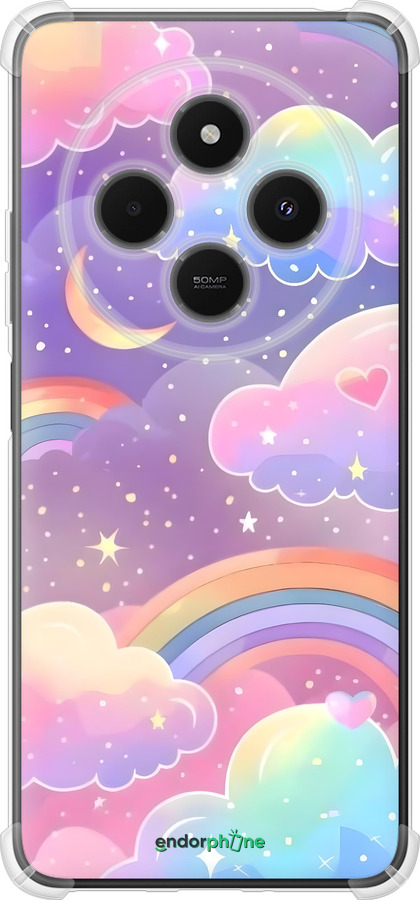 Силикон с усиленными углами чехол Облака и радуга для Xiaomi Poco M7 - 6312sp-4141 изображение 
