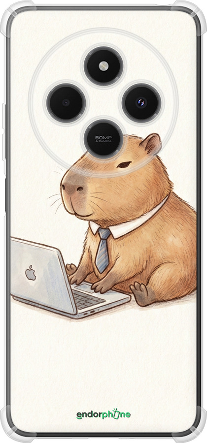Силикон с усиленными углами чехол Funny Capybara CEO Working для Xiaomi Poco M7 - 6777sp-4141 изображение 