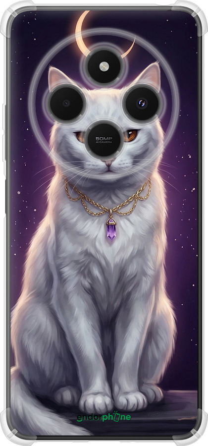Силикон с усиленными углами чехол Mystic White Cat Gothic Dark Purple Gold для Xiaomi Poco M7 - 6805sp-4141 изображение 