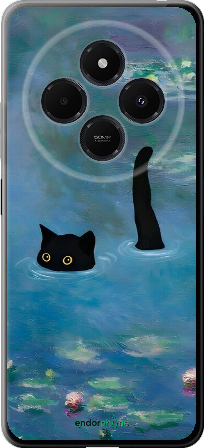 Силиконовый чехол С изображением кота и водяной лилии Monet для Xiaomi Redmi 14C - 6519u-3768 изображение 