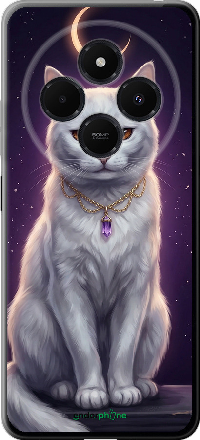 Силіконовий чехол Mystic White Cat Gothic Dark Purple Gold для Xiaomi Redmi 14C - 6805u-3768 изображение 