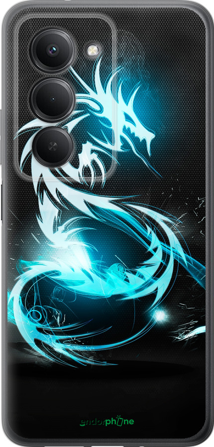 Силиконовый чехол Бело-голубой огненный дракон для Xiaomi Redmi 15 4G - 113u-4136 изображение 
