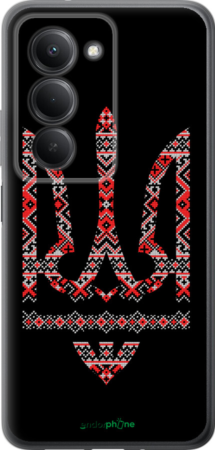 Силиконовый чехол Герб - вышиванка на черном фоне для Xiaomi Redmi 15 4G - 1196u-4136 изображение 