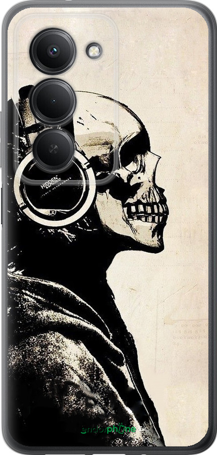 Силиконовый чехол Скелет-меломан v2 для Xiaomi Redmi 15 4G - 1200u-4136 изображение 