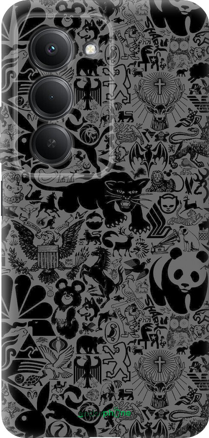 Силиконовый чехол Чёрно-серый стикер бомбинг для Xiaomi Redmi 15 4G - 2432u-4136 изображение 