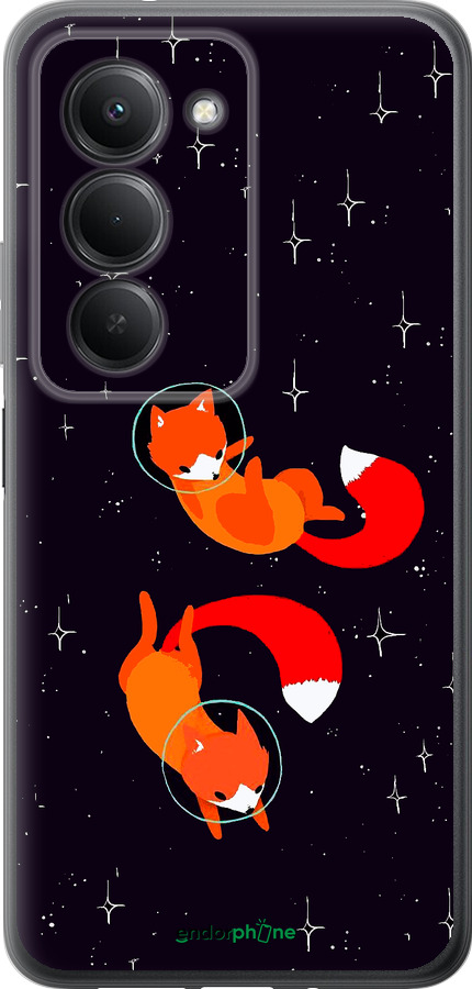 Силиконовый чехол Лисички в космосе для Xiaomi Redmi 15 4G - 4519u-4136 изображение 