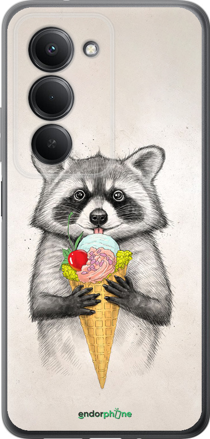 Силиконовый чехол Енотик с мороженым для Xiaomi Redmi 15 4G - 4602u-4136 изображение 
