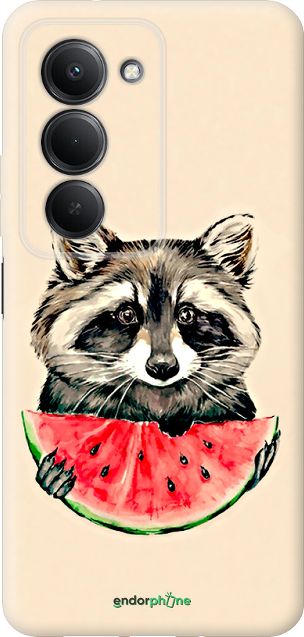 Силиконовый чехол Енотик с арбузом для Xiaomi Redmi 15 4G - 4605u-4136 изображение 