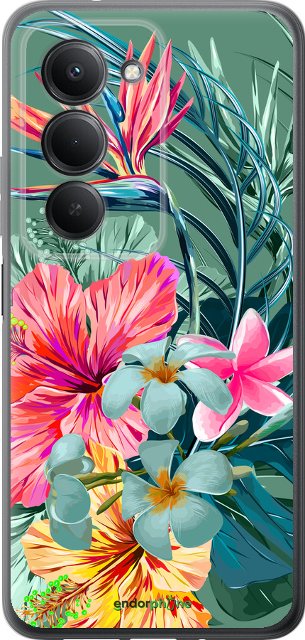 Силиконовый чехол Тропические цветы v1 для Xiaomi Redmi 15 4G - 4667u-4136 изображение 