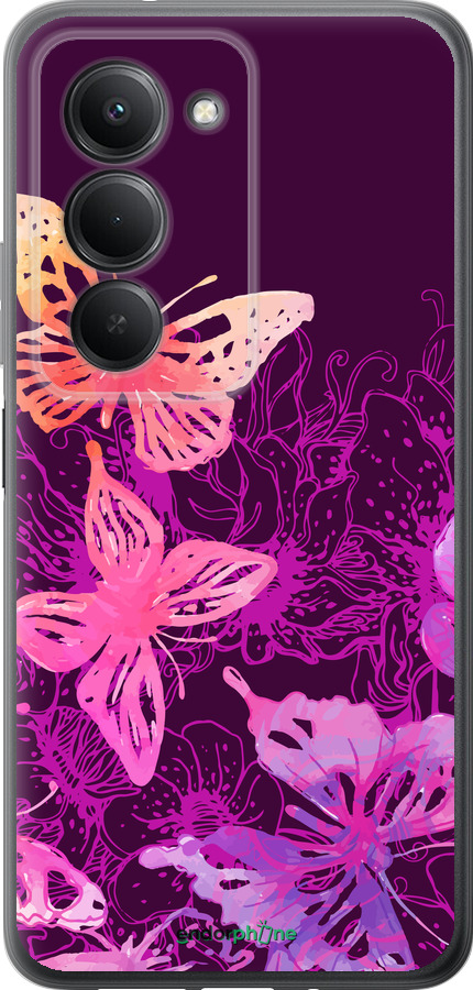 Силиконовый чехол Бабочки v2 для Xiaomi Redmi 15 4G - 5475u-4136 изображение 