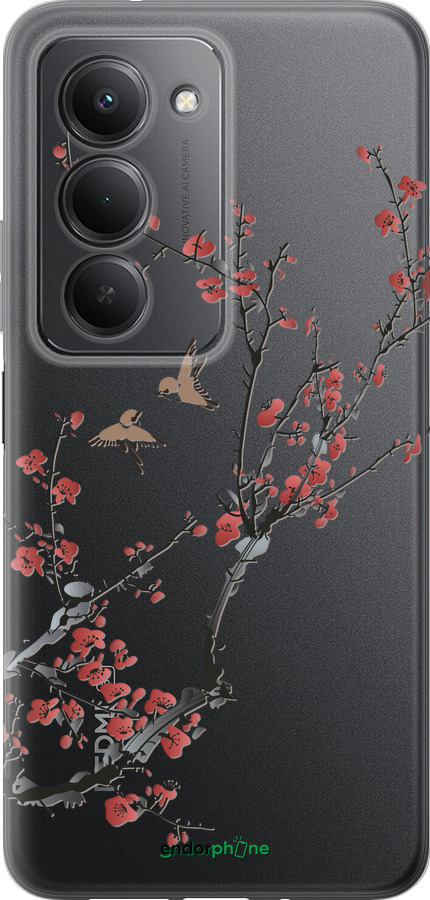 Силіконовий чехол Сакура v2 для Xiaomi Redmi 15 4G - 5538u-4136 изображение 