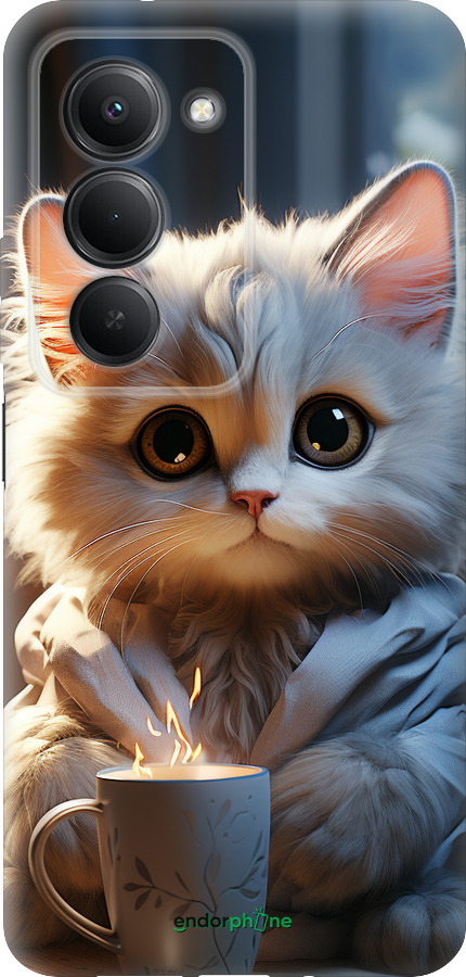 Силіконовий чехол Білий кіт для Xiaomi Redmi 15 4G - 5646u-4136 изображение 