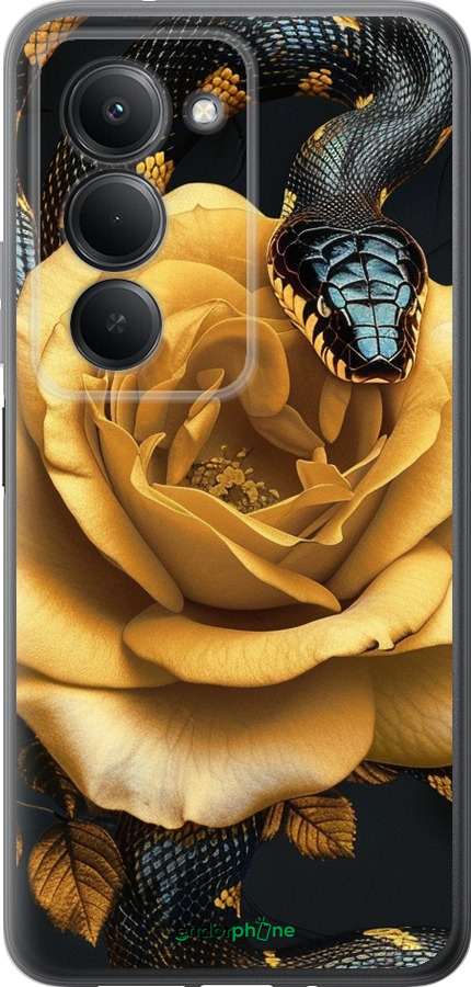 Силиконовый чехол Black snake and golden rose для Xiaomi Redmi 15 4G - 6068u-4136 изображение 