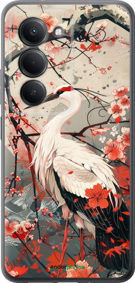 Силиконовый чехол Аист в цвету сакуры для Xiaomi Redmi 15 4G - 6109u-4136 изображение 