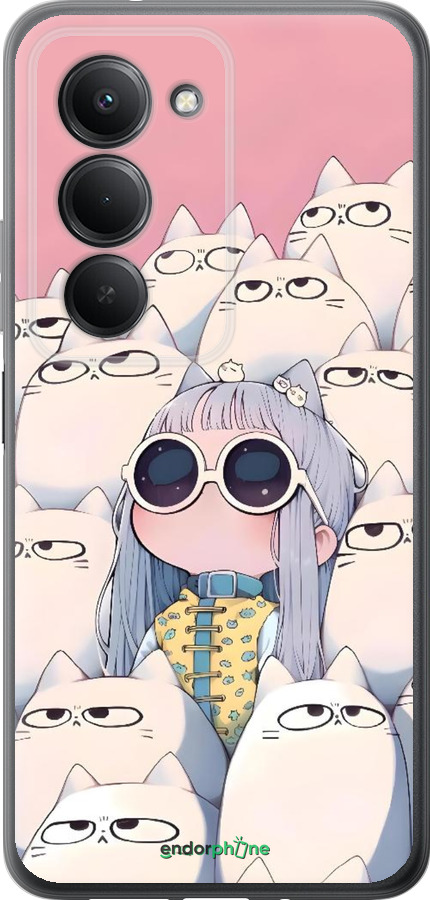 Силиконовый чехол Малышка с котами для Xiaomi Redmi 15 4G - 6295u-4136 изображение 