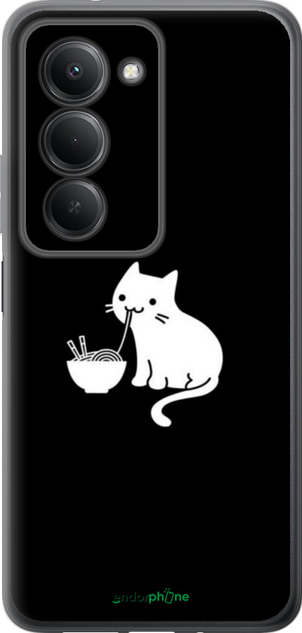 Силиконовый чехол С милым котом на черном фоне для Xiaomi Redmi 15 4G - 6528u-4136 изображение 