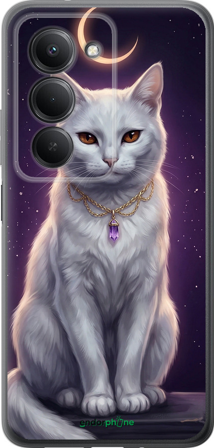 Силиконовый чехол Mystic White Cat Gothic Dark Purple Gold для Xiaomi Redmi 15 4G - 6805u-4136 изображение 