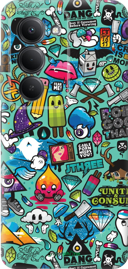 Силиконовый чехол Стикер бомбинг 1 для Xiaomi Redmi 15 4G - 693u-4136 изображение 