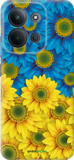 Силиконовый чехол Жёлто-голубые цветы для Xiaomi POCO C85 4G - 1048u-4233 изображение 