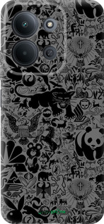 Силиконовый чехол Чёрно-серый стикер бомбинг для Xiaomi Redmi 15C 4G - 2432u-4095 изображение 