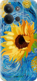 Силиконовый чехол Цветы желто-голубые для Xiaomi POCO C85 4G - 5308u-4233 изображение 