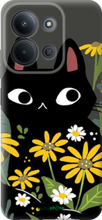 Силіконовий чехол Чорний кіт з квітами для Xiaomi POCO C85 4G - 6448u-4233 изображение 