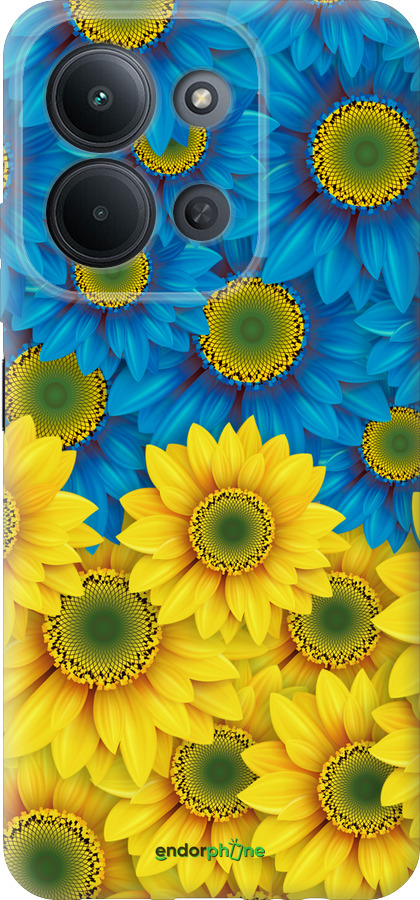Силиконовый чехол Жёлто-голубые цветы для Xiaomi POCO C85 4G - 1048u-4233 изображение 