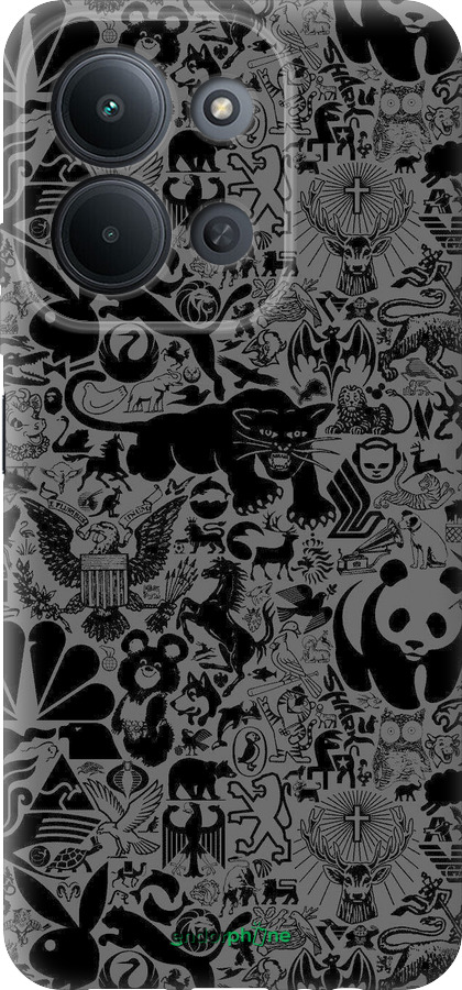 Силиконовый чехол Чёрно-серый стикер бомбинг для Xiaomi Redmi 15C 4G - 2432u-4095 изображение 