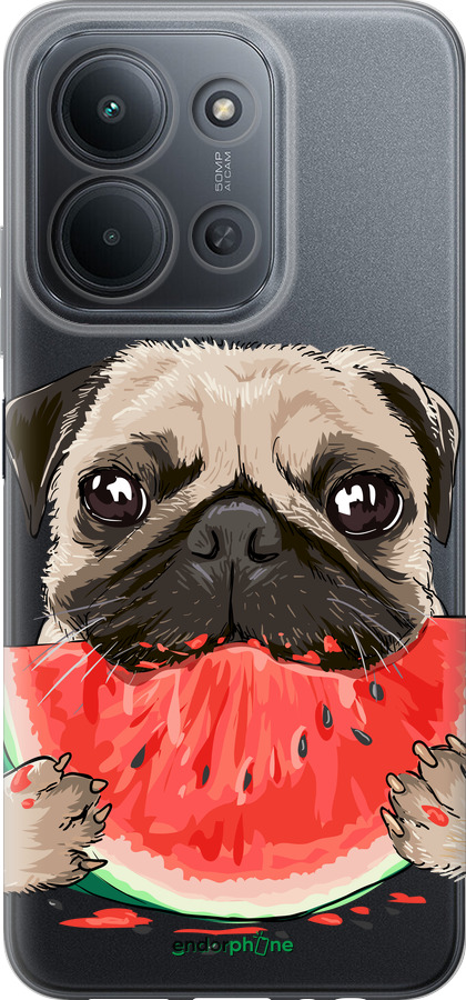Силиконовый чехол Мопс и арбуз для Xiaomi POCO C85 4G - 4665u-4233 изображение 