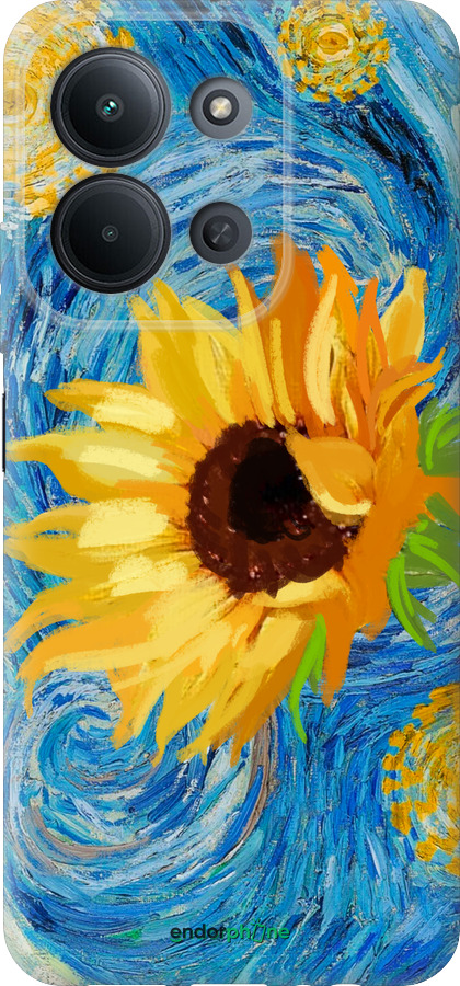 Силиконовый чехол Цветы желто-голубые для Xiaomi POCO C85 4G - 5308u-4233 изображение 